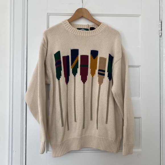 Vintage cotton collegiate preppy sweater with paddles - Picture 1 of 10